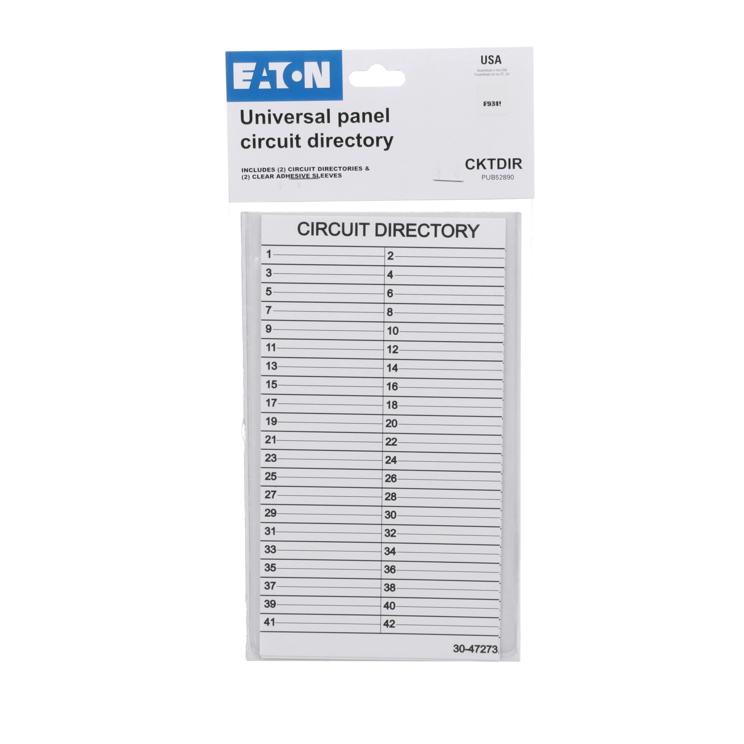 Eaton 4 in Panel Circuit Directory Eaton 4 in Panel Circuit Directory