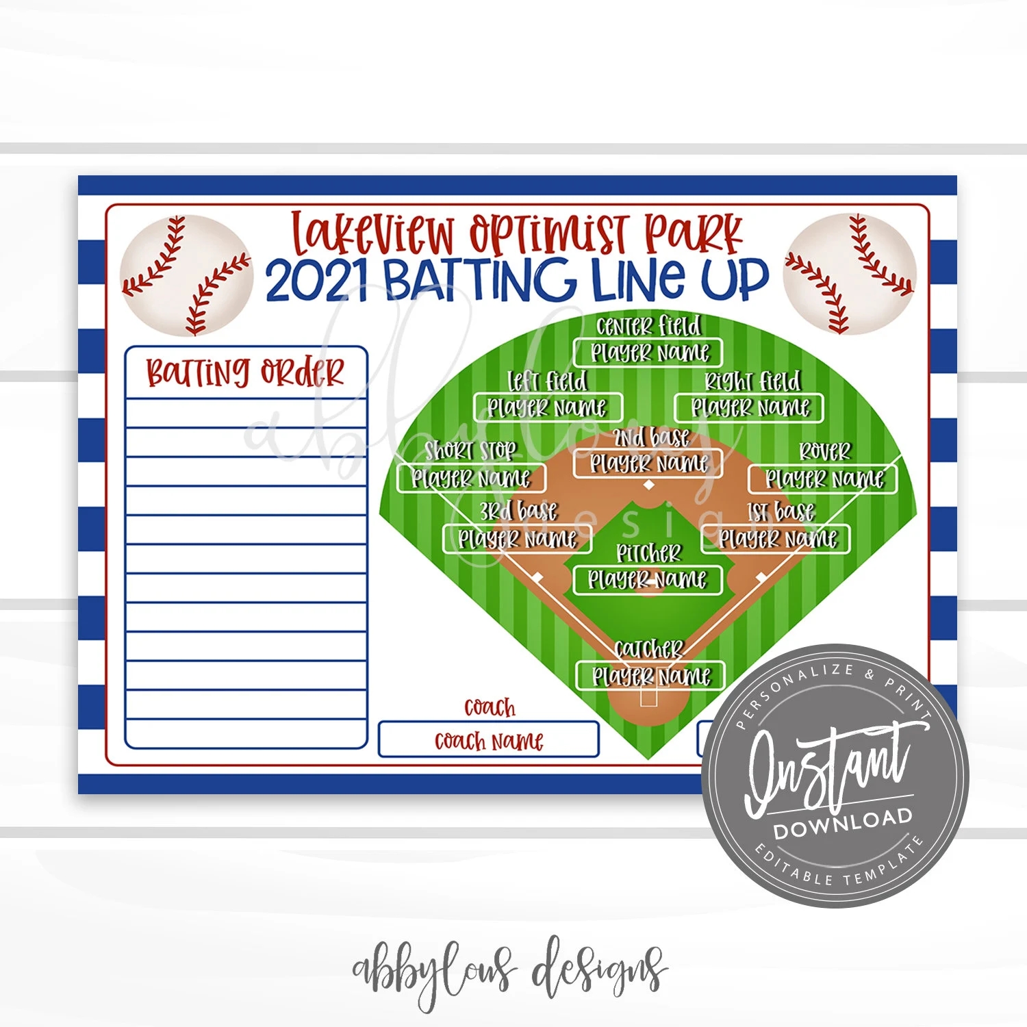EDITABLE Baseball Batting Order Printable Batting Line Up Ball Roster Editable Baseball Field Positions Editable File Digital Template Etsy