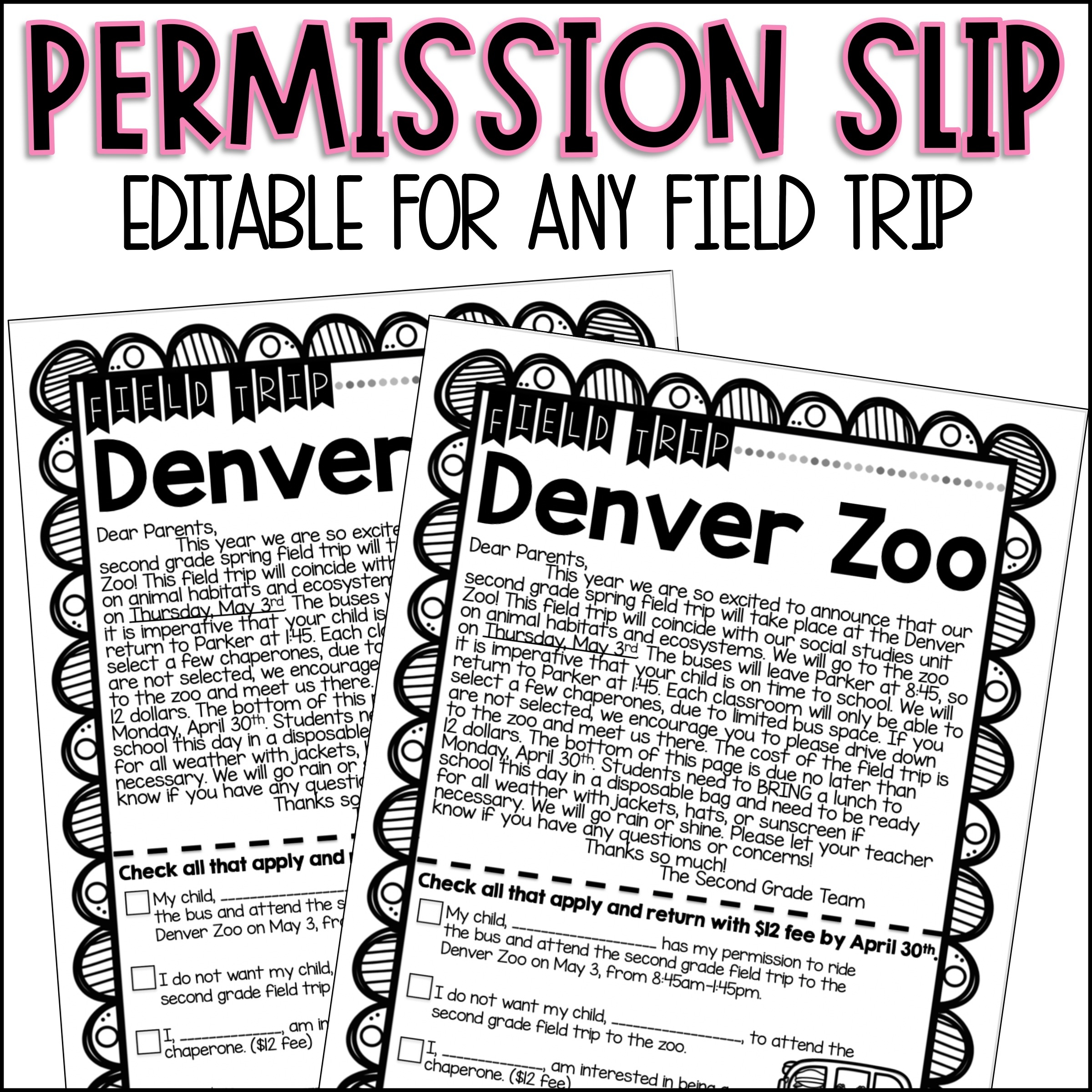 Printable Field Trip Permission Slip Template