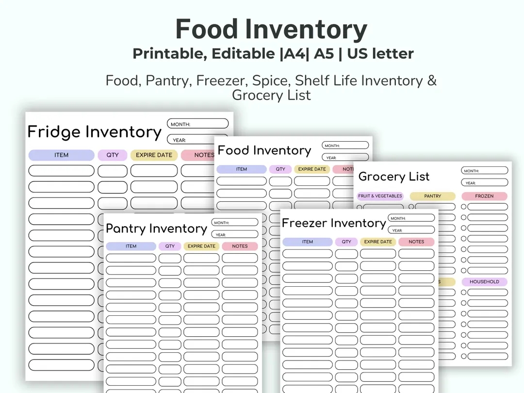 Printable Food Inventory Template