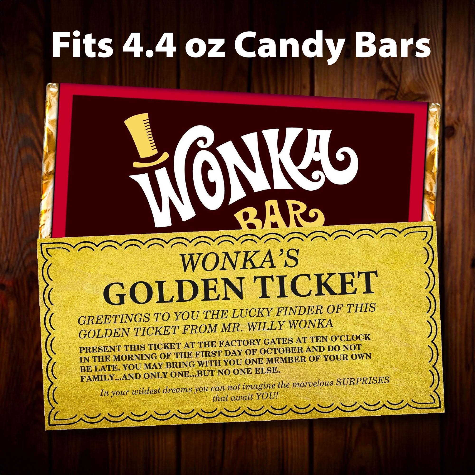 Editable Golden Ticket Printable Template Willy Wonka Party Supplies Wonka Bar Wrapper Included Fits Hershey XL 4 4oz Etsy New Zealand