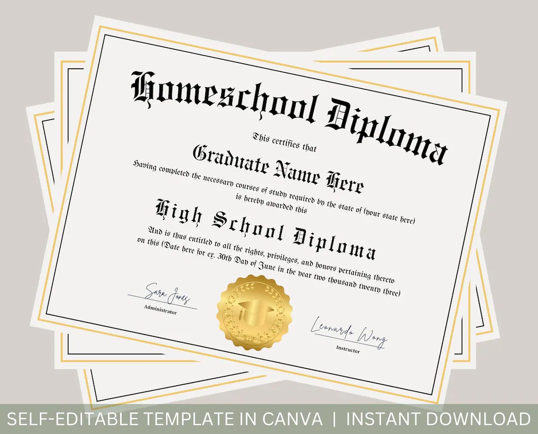 Free Printable Homeschool Diploma Template