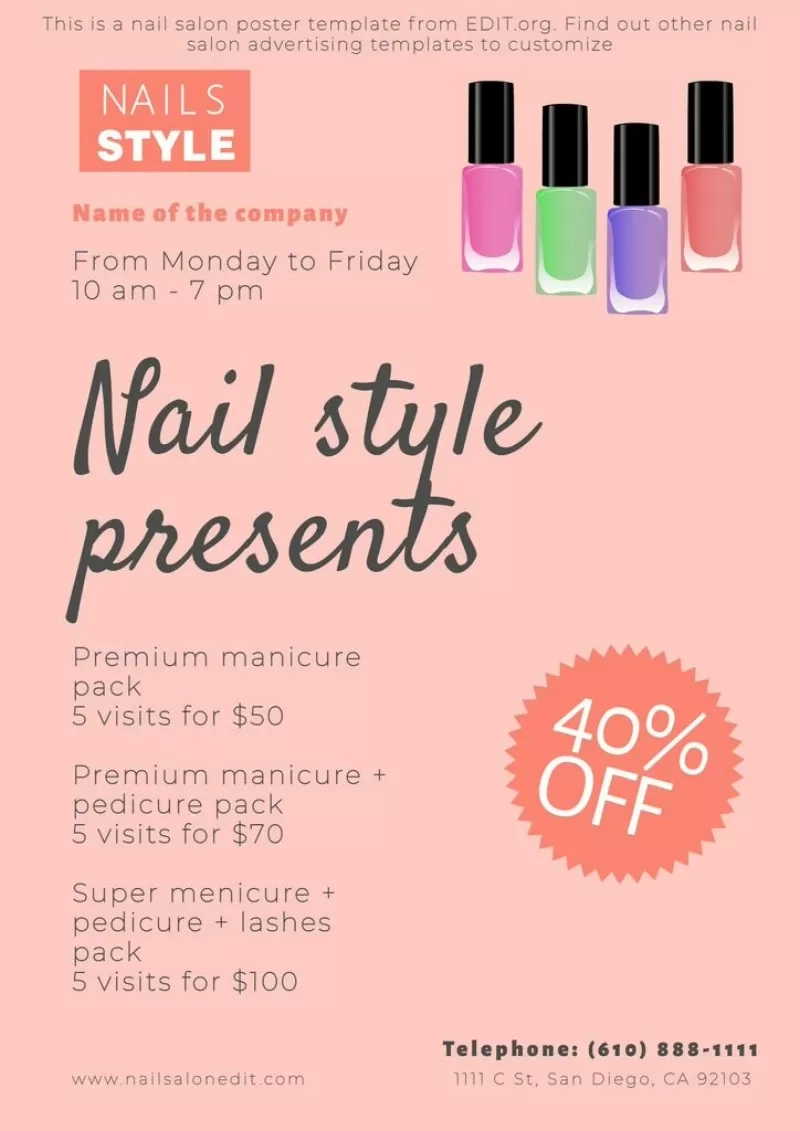 Editable Nail Salon Banner Designs