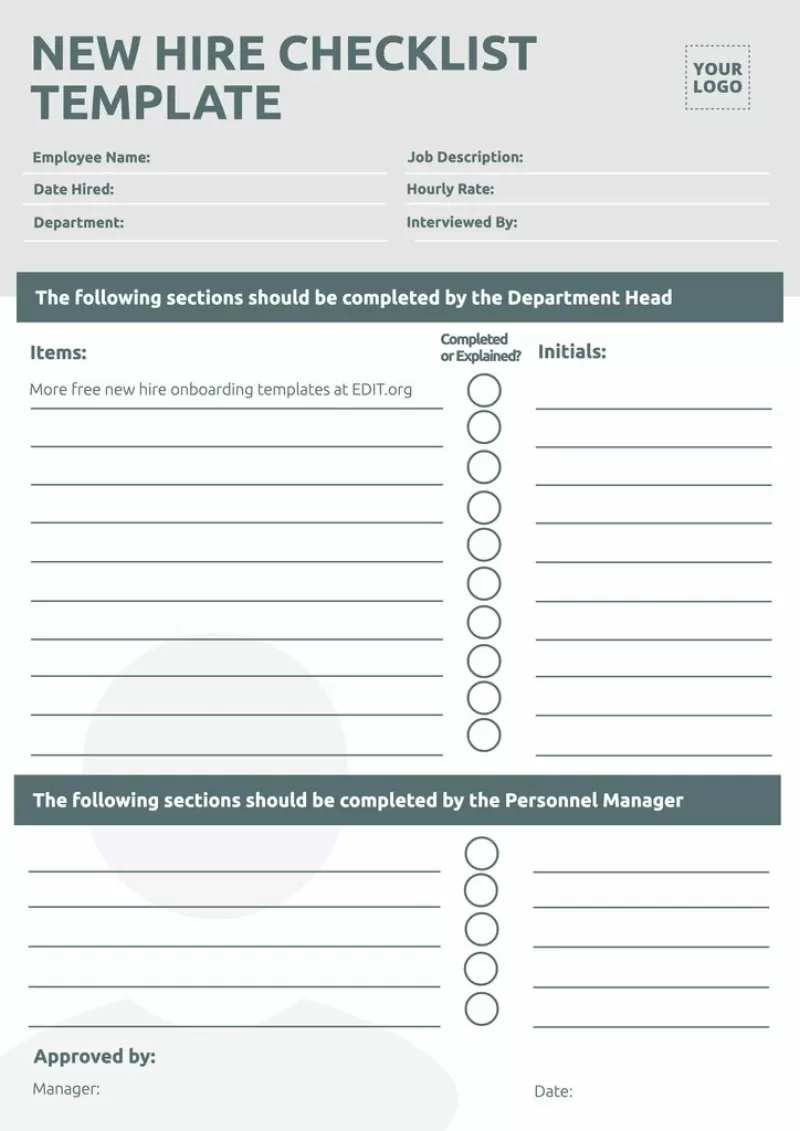 Editable New Hire Onboarding Checklist Templates Editable New Hire Onboarding Checklist Templates