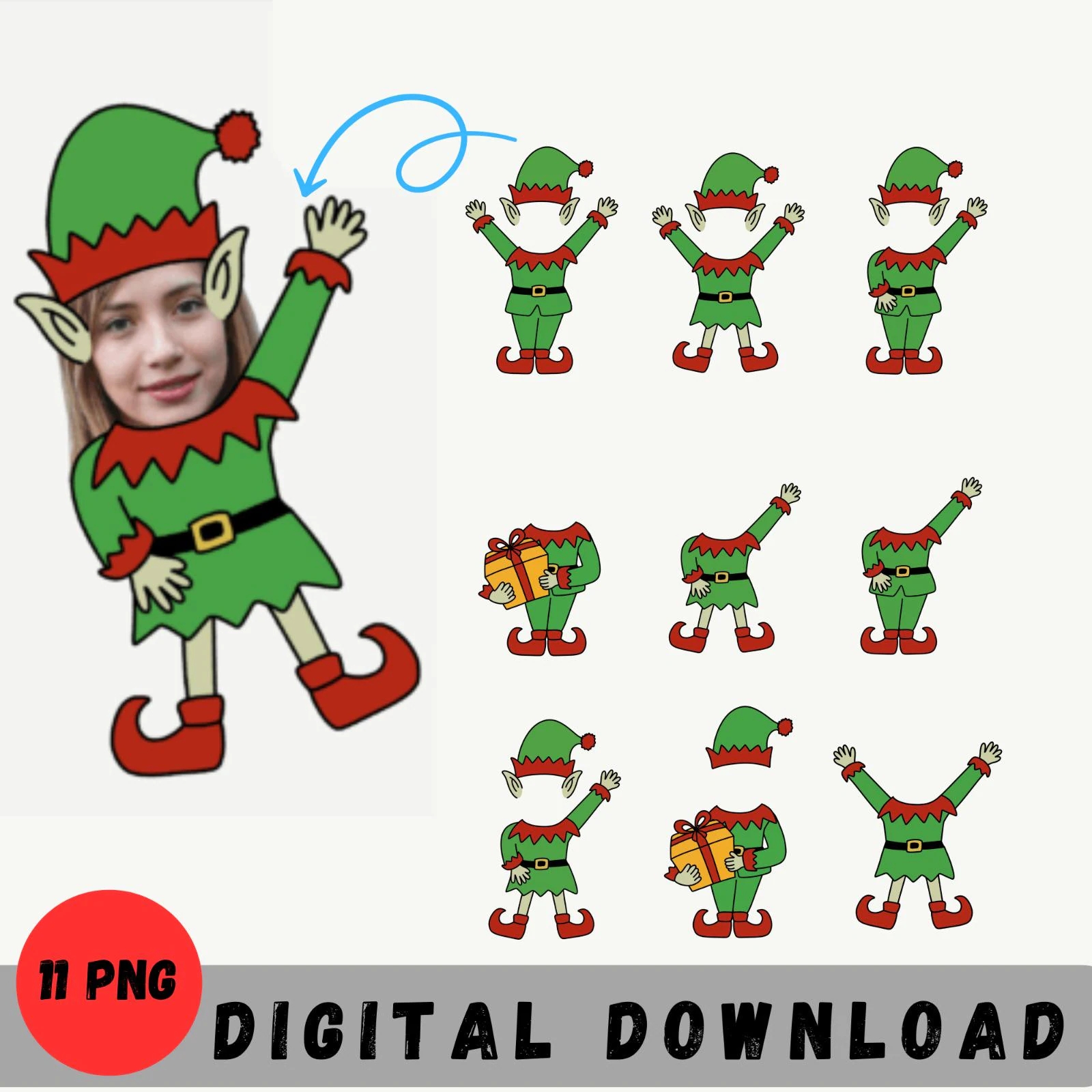 Elf Face In Hole Printables Etsy