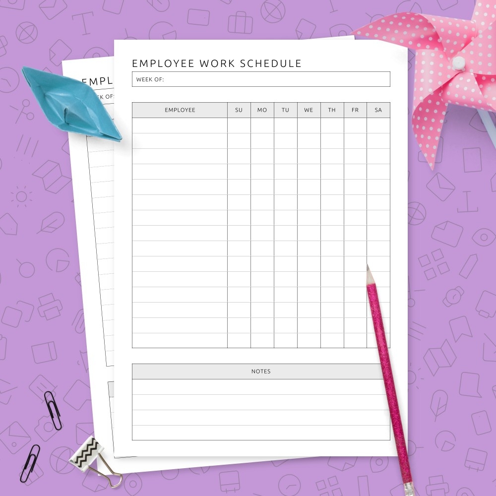 Employee Work Schedule Template Template Printable PDF