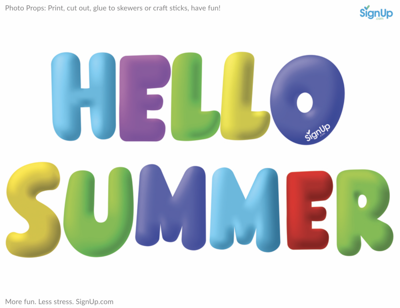 End Of Year Printable Photo Booth Props School Party Classroom Activity SignUp
