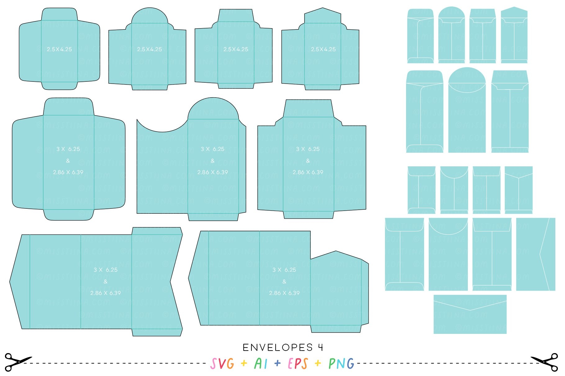 Envelopes 4 Money Bill Coin Holders SVG Cutting Files