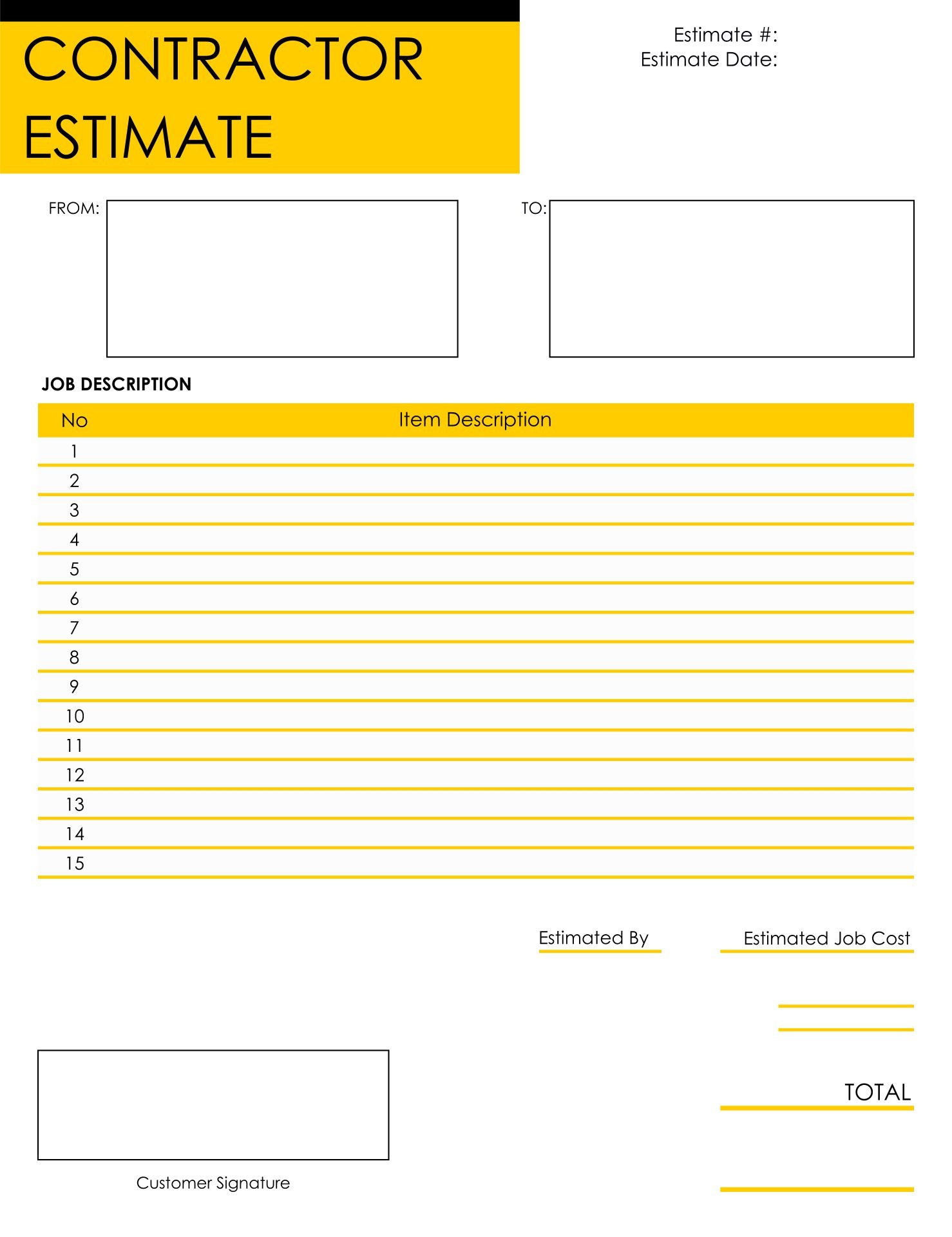 Free Printable Estimate Templates