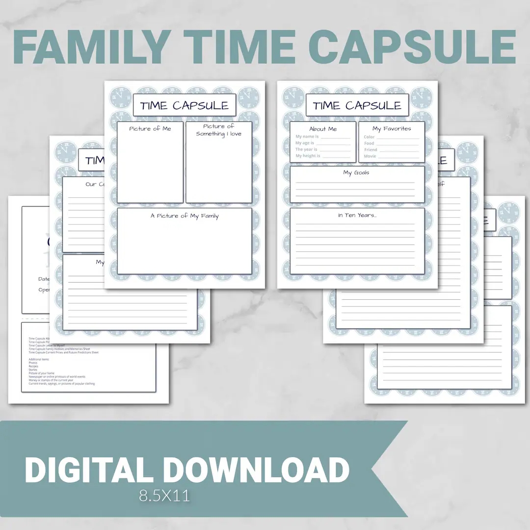 Family Time Capsule Printable Time Capsule Activity Digital Download Etsy