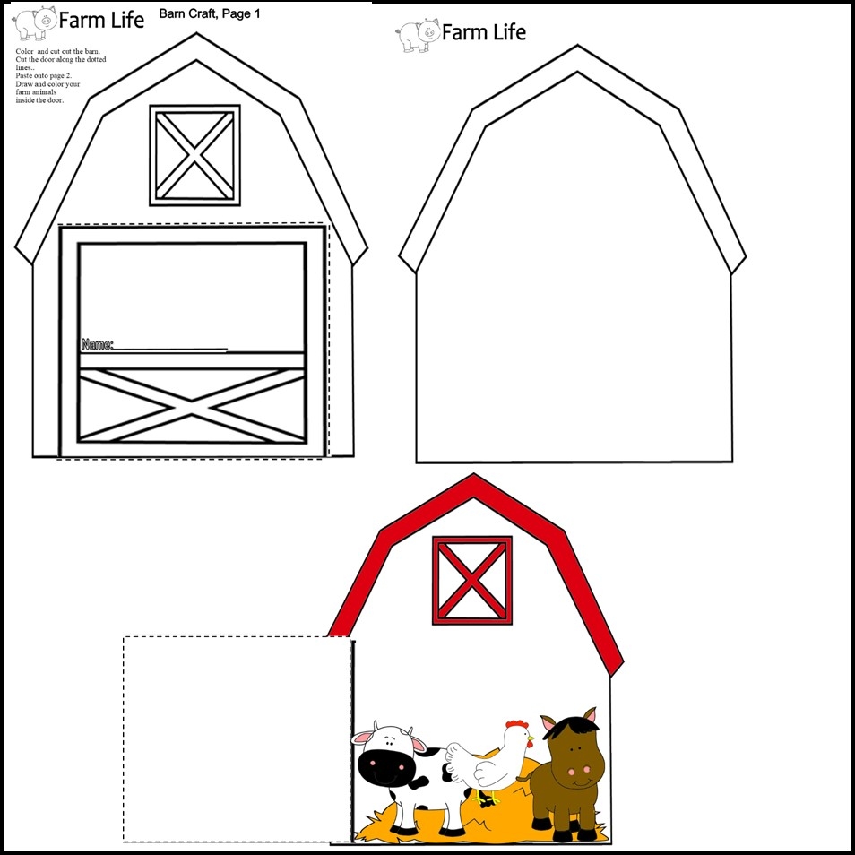 Farm Animals BARN Craft Bulletin Board Hallway Art Activity NO PREP Coloring Pages Made By Teachers