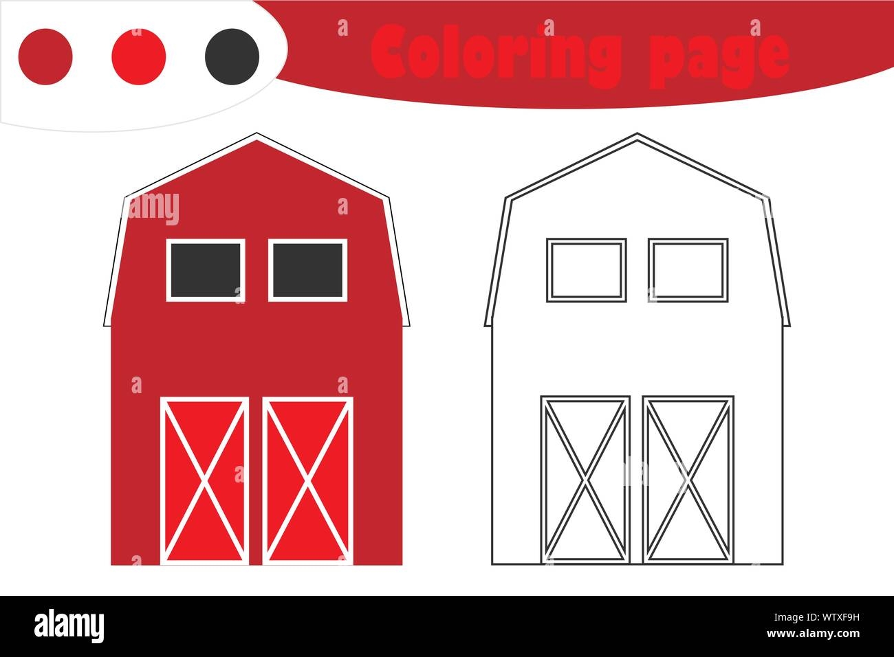Farm Barn In Cartoon Style Coloring Page Spring Education Paper Game For The Development Of Children Kids Preschool Activity Printable Worksheet Stock Vector Image Art Alamy