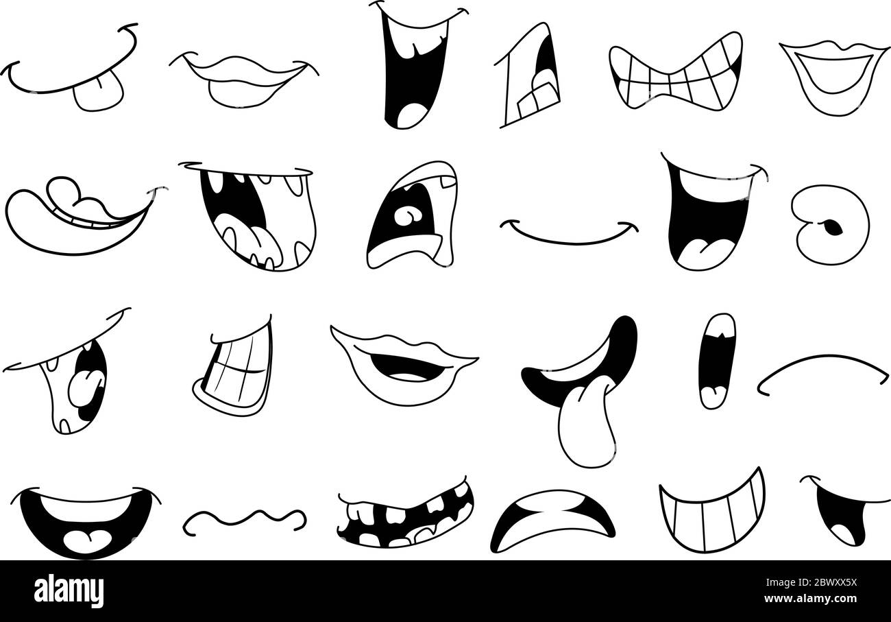 Female Mouth Cartoon Icon Lips Black And White Stock Photos Images Alamy