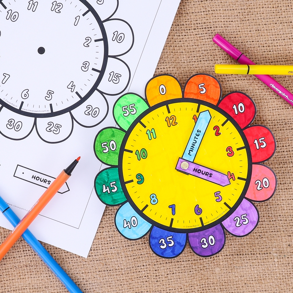 Flower Clock Paper Card CleverPatch CleverPatch Art Craft Supplies