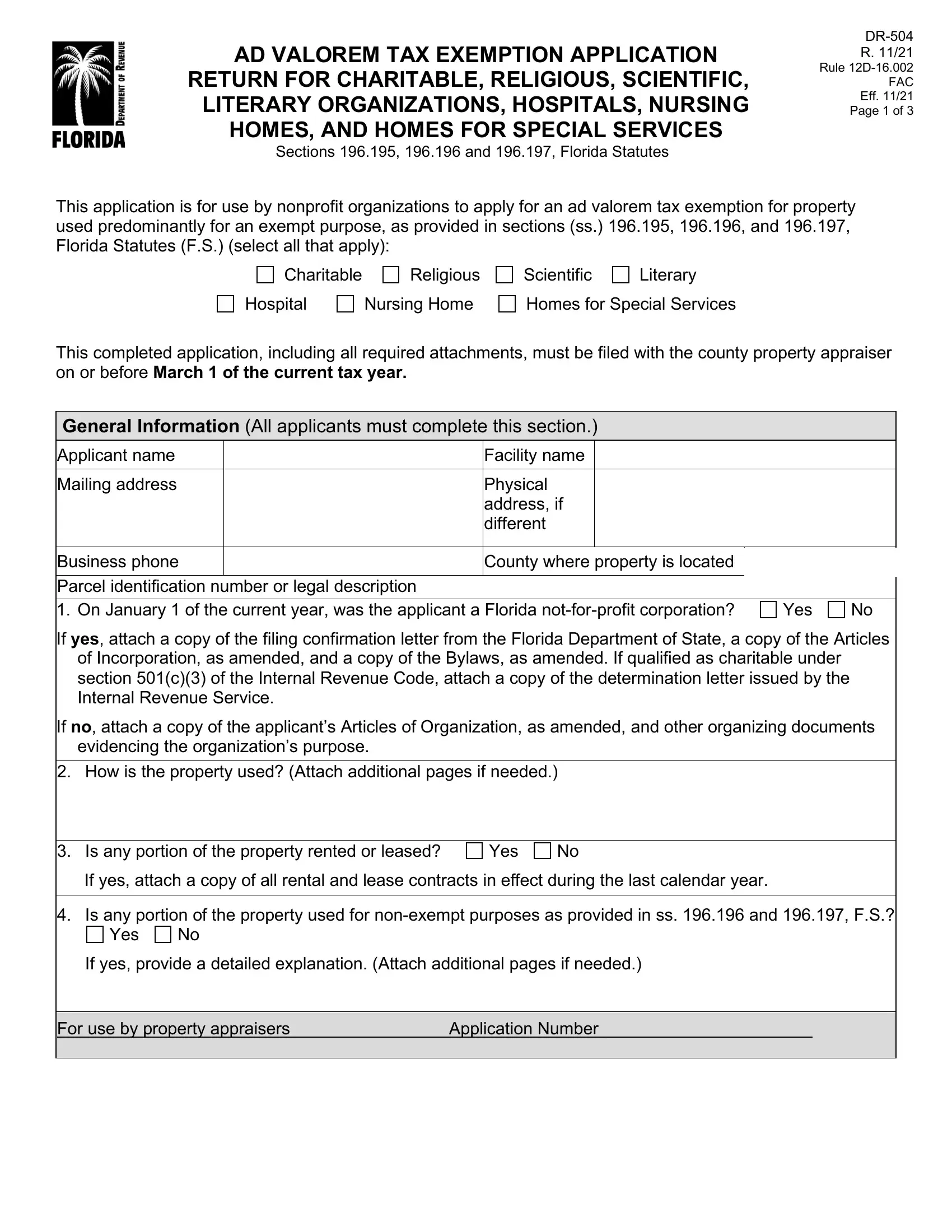 Form Dr 504 Florida Fill Out Printable PDF Forms Online