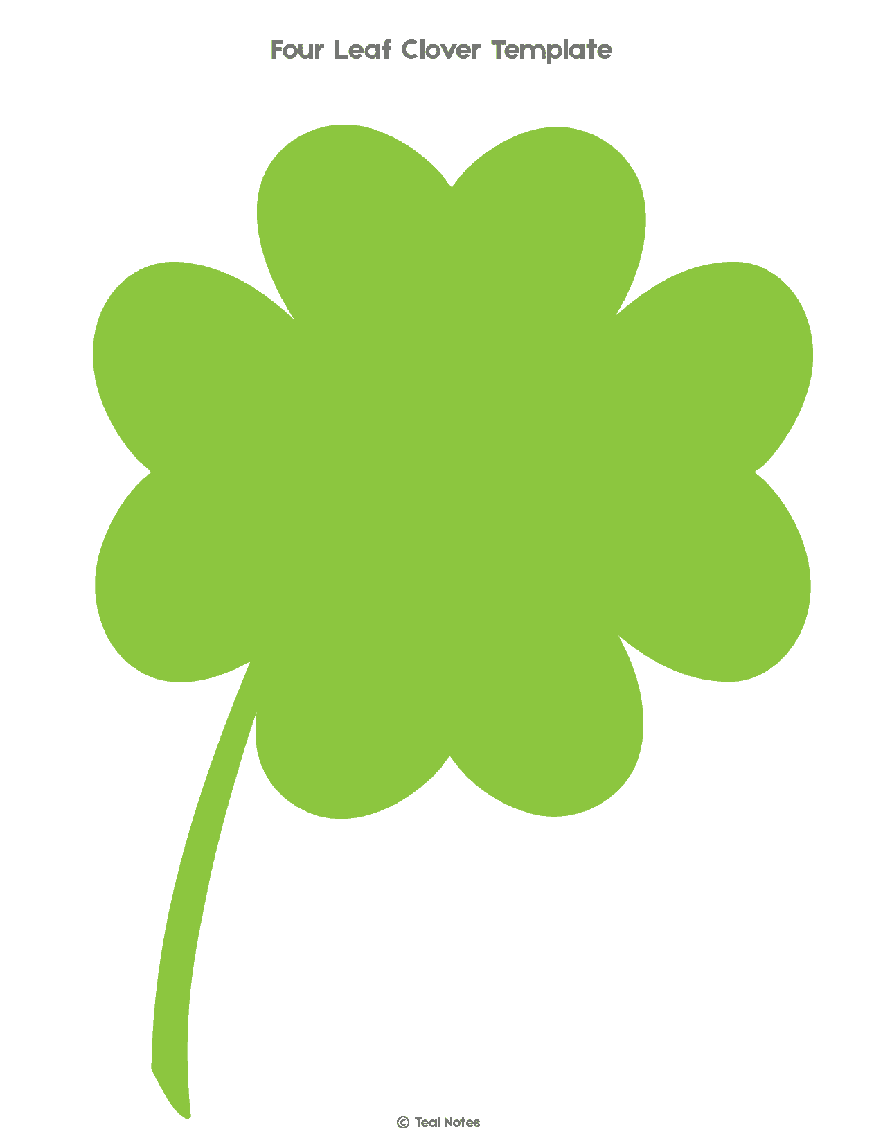 4 Leaf Shamrock Template Printable