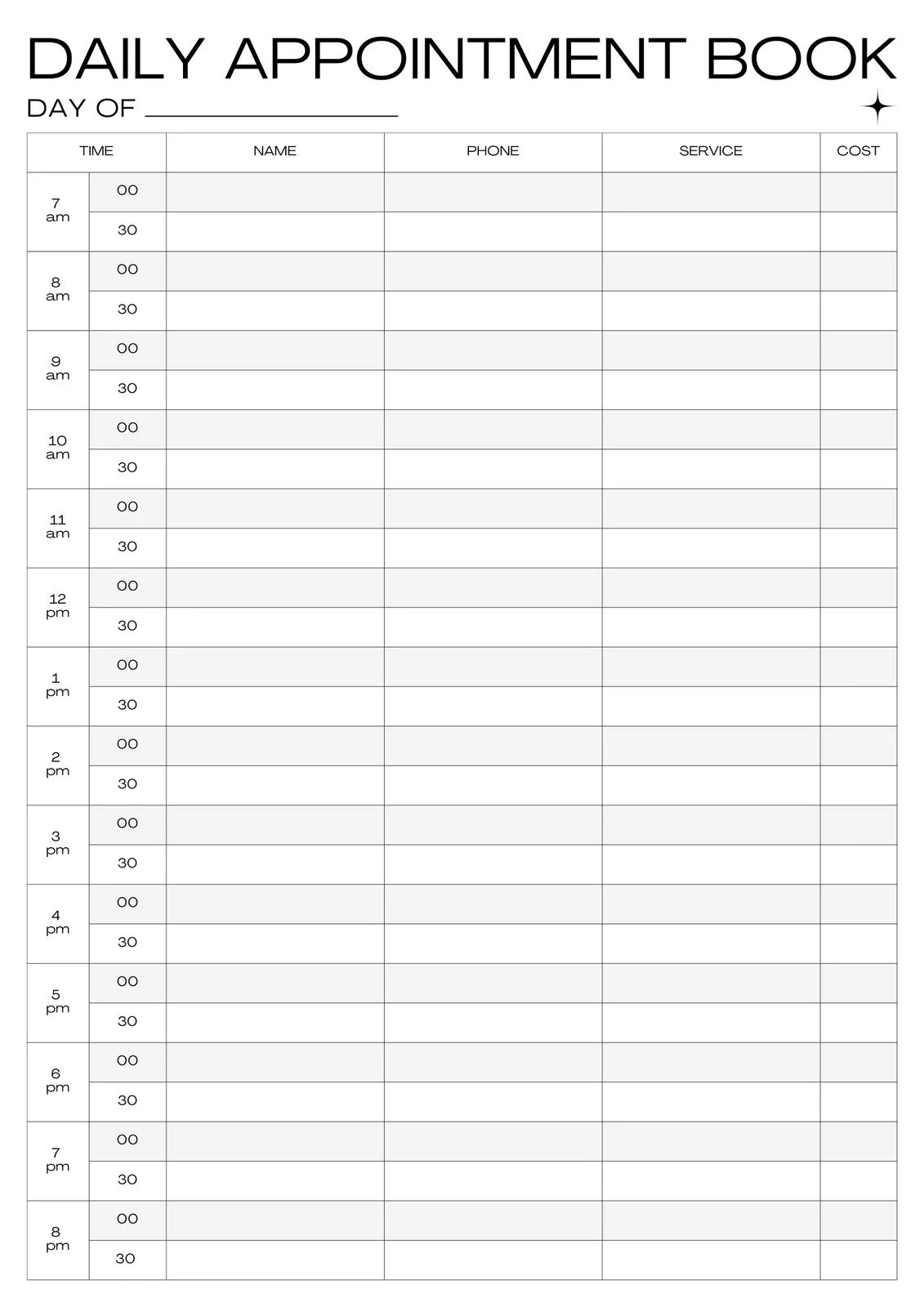 Free And Customizable Appointment Templates