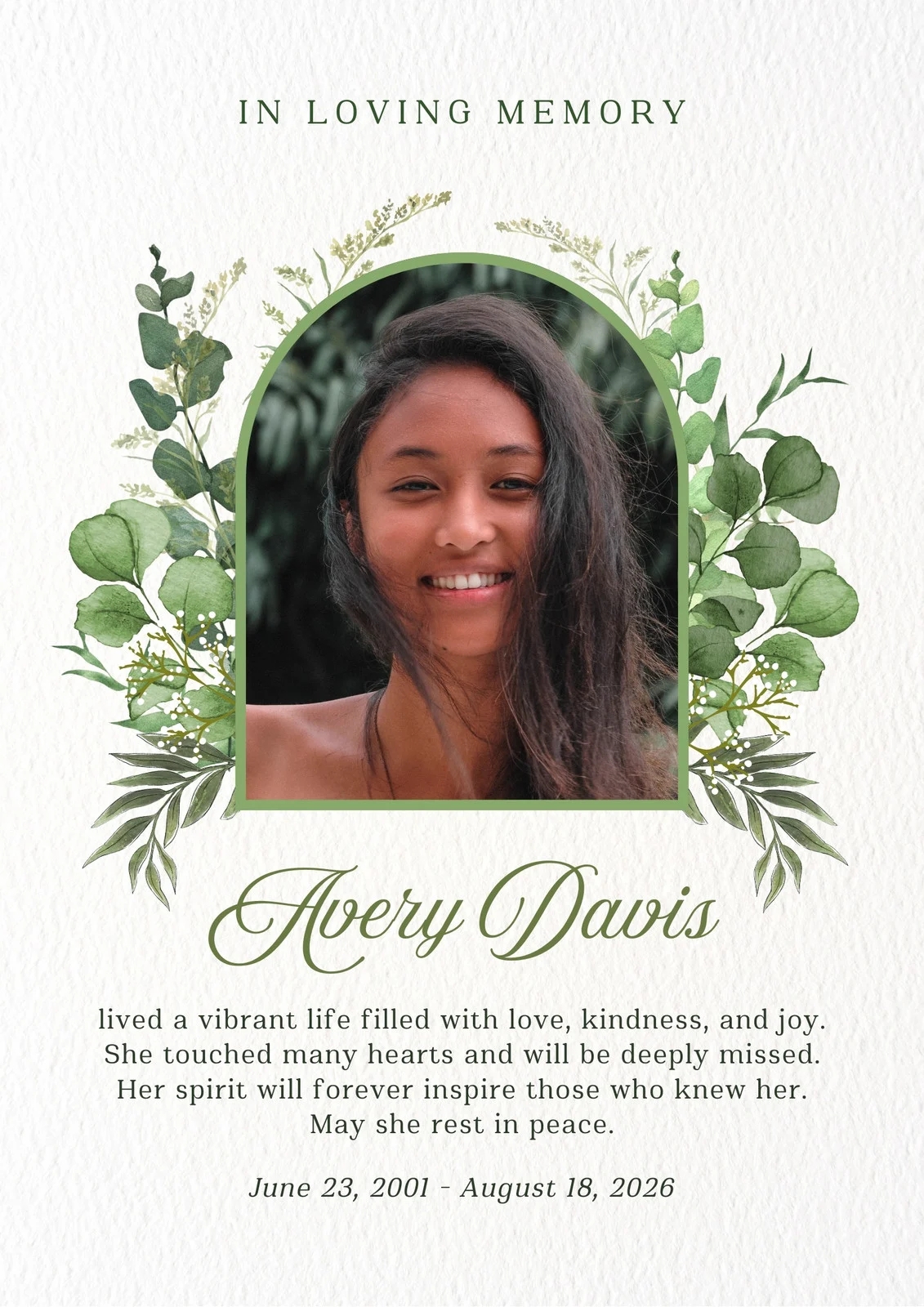 Printable Obituary Templates