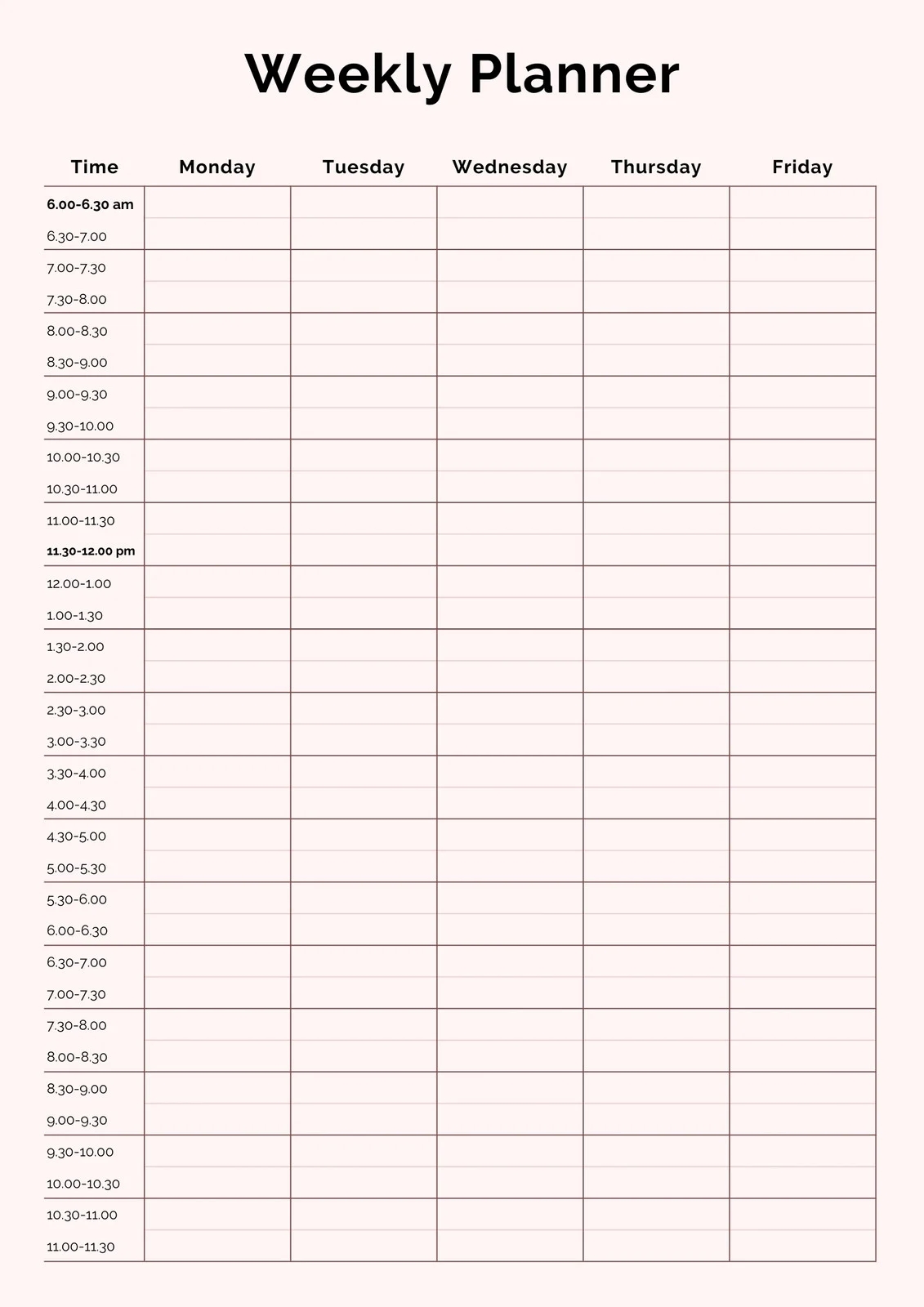 Free And Customizable Weekly Planner Templates Canva