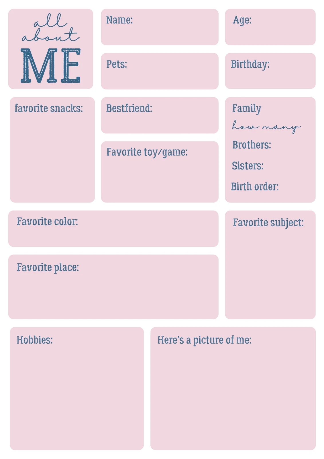 Free And Printable All About Me Worksheet Templates Canva