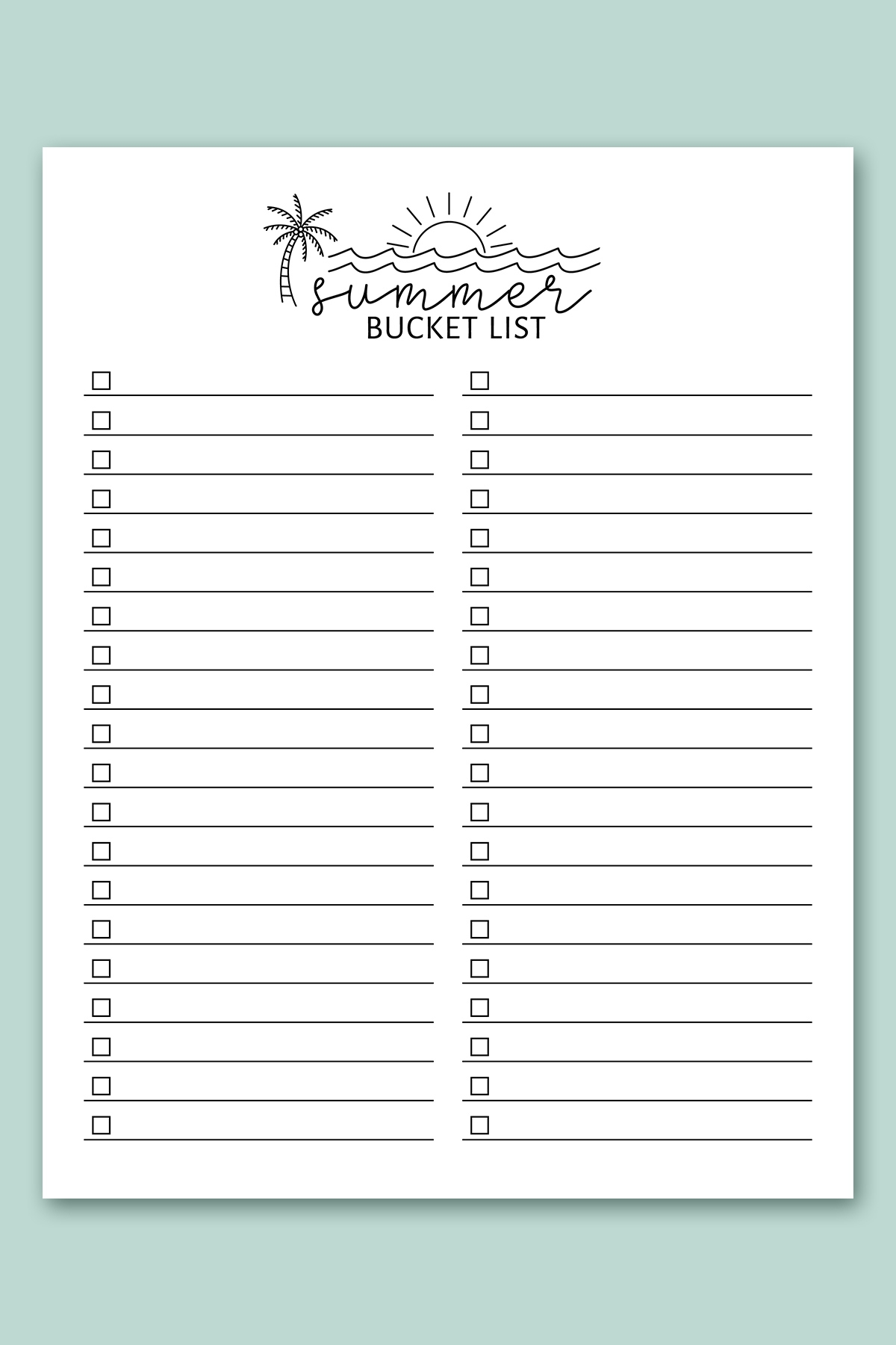 Free Bucket List Printable Templates summer Travel Etc 