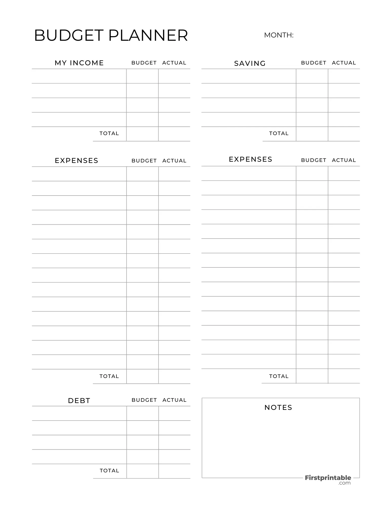 Printable Budgeting Template