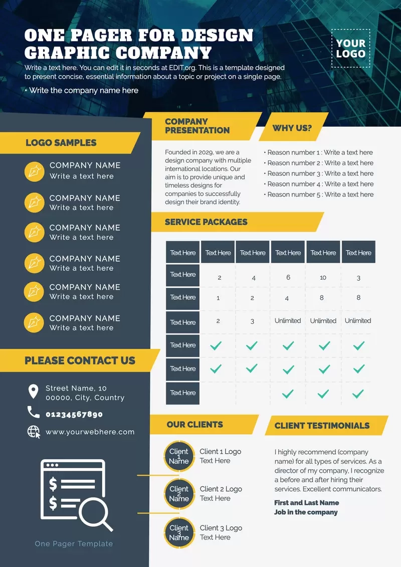 Printable One Pager Template