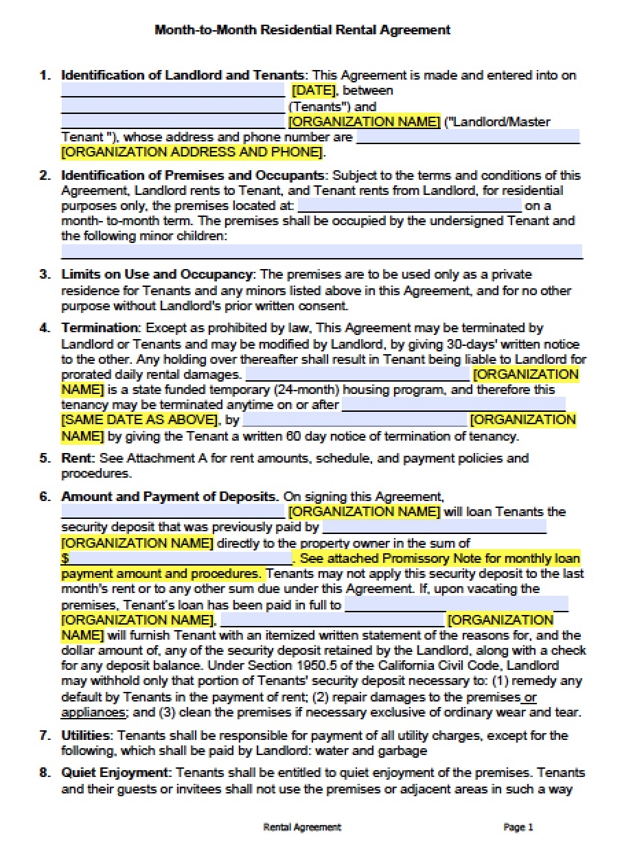 Free California Rental Lease Agreement Templates PDF Word Free California Rental Lease Agreement Templates PDF Word