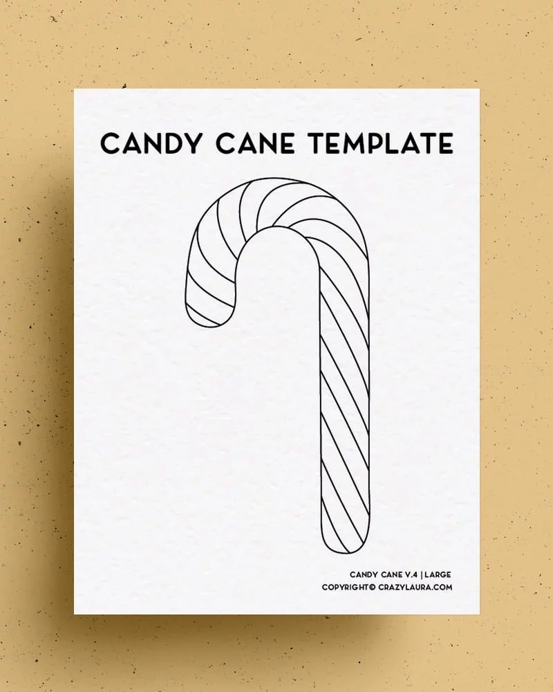 Free Candy Cane Template Printable Shape Outlines Crazy Laura