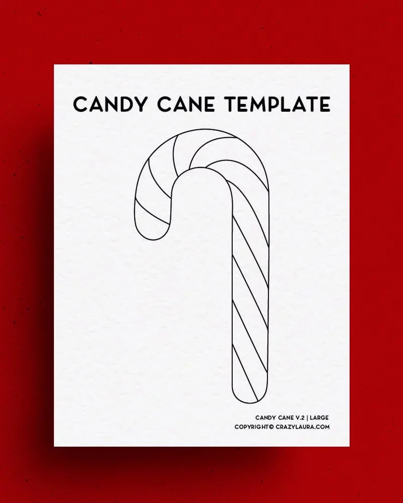 Free Candy Cane Template Printable Shape Outlines Crazy Laura