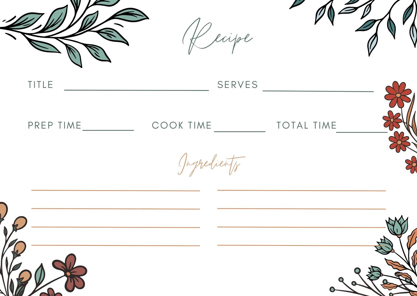 Free Custom Printable Recipe Card Templates Online Canva Worksheets Library