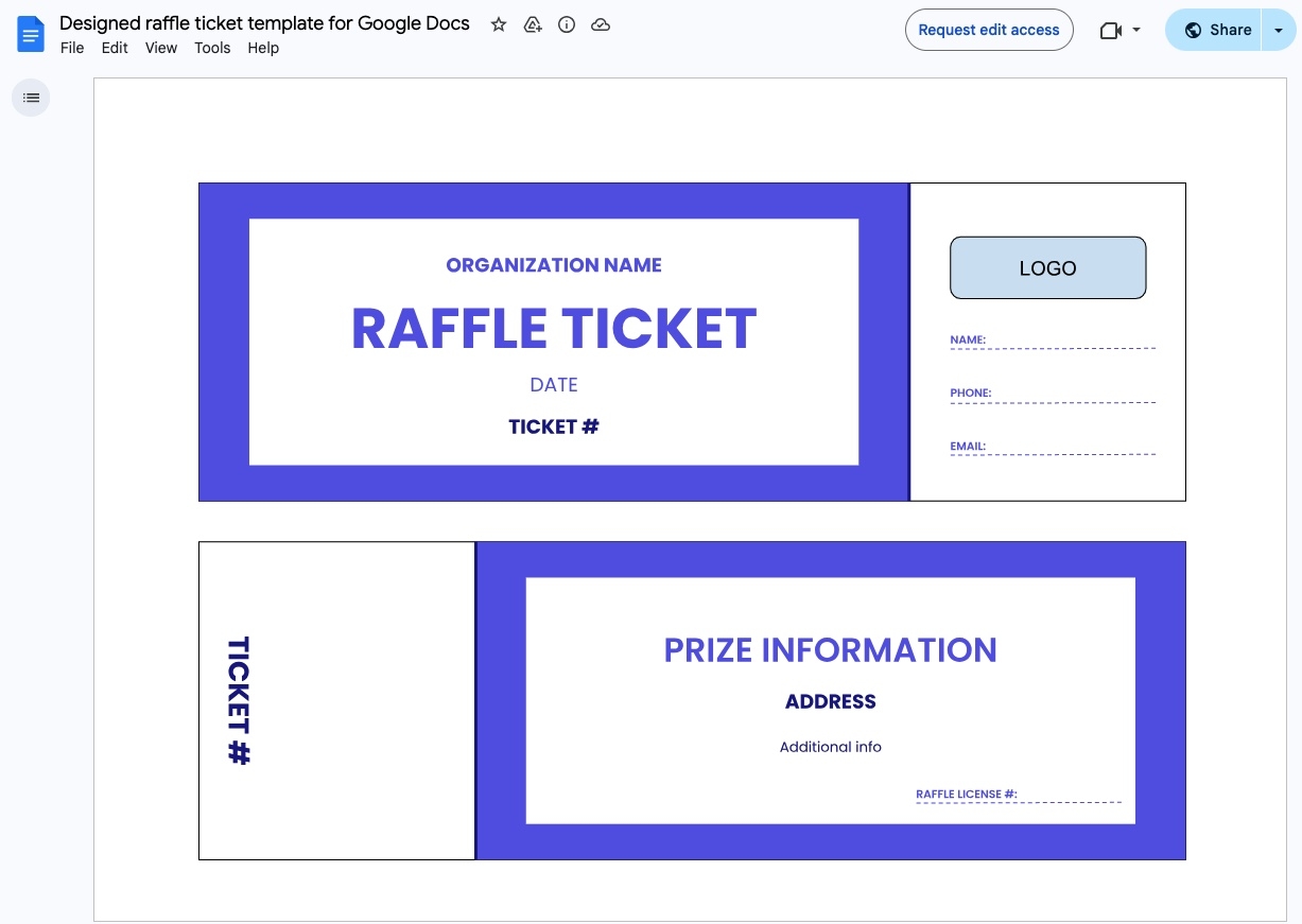 Free Printable Template Printable Numbered Raffle Tickets Pdf