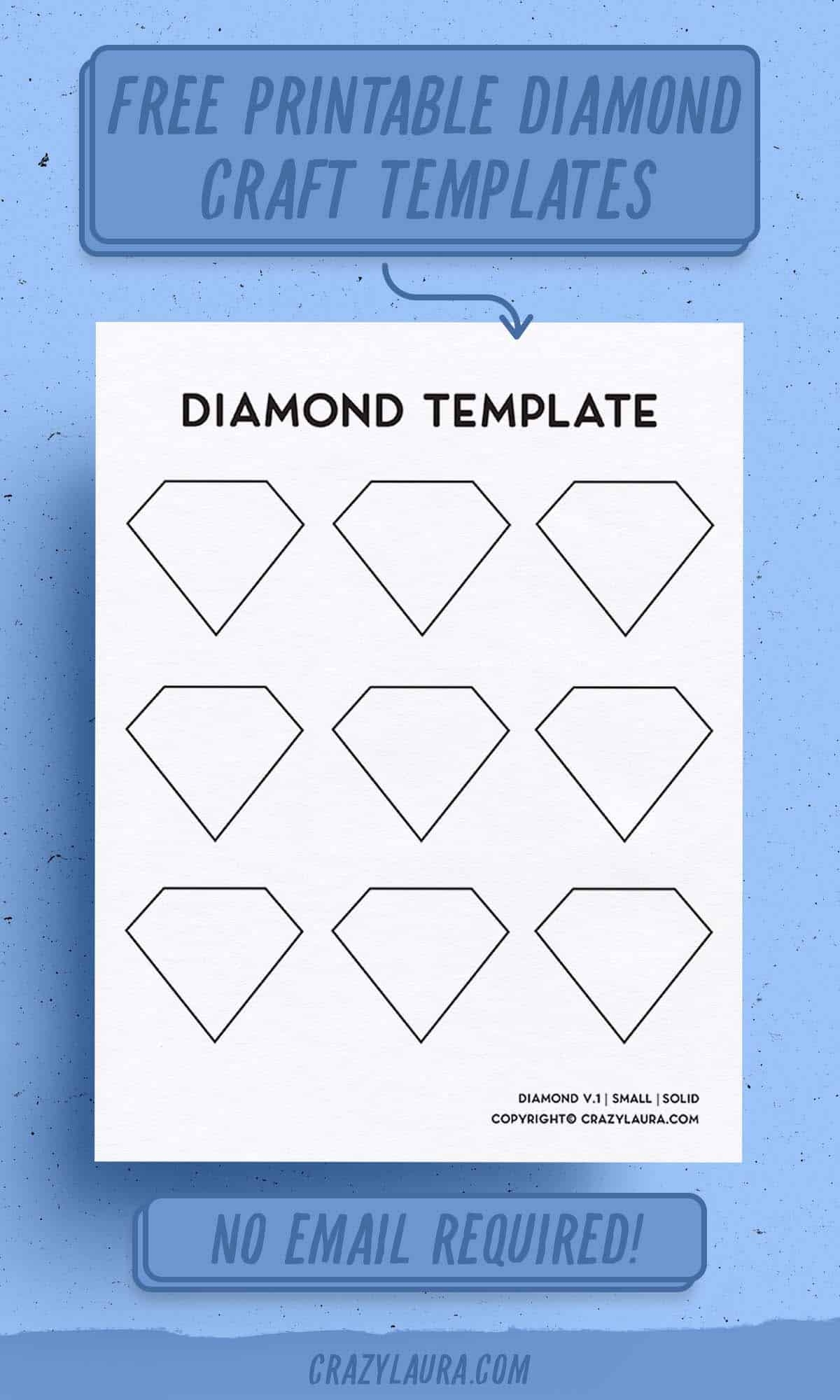 Free Diamond Template Outline Printable Sheets Crazy Laura