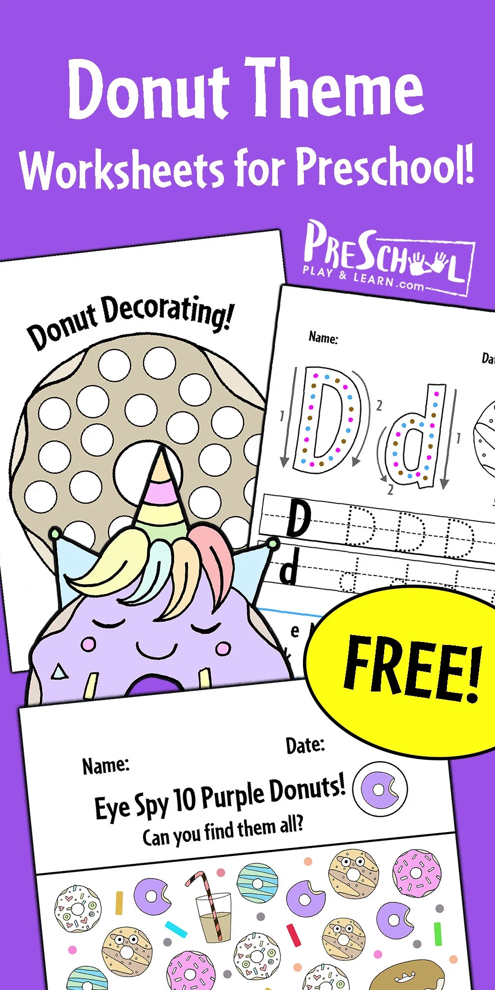  FREE Donut Printables Coloring Pages Worksheets For Preschool