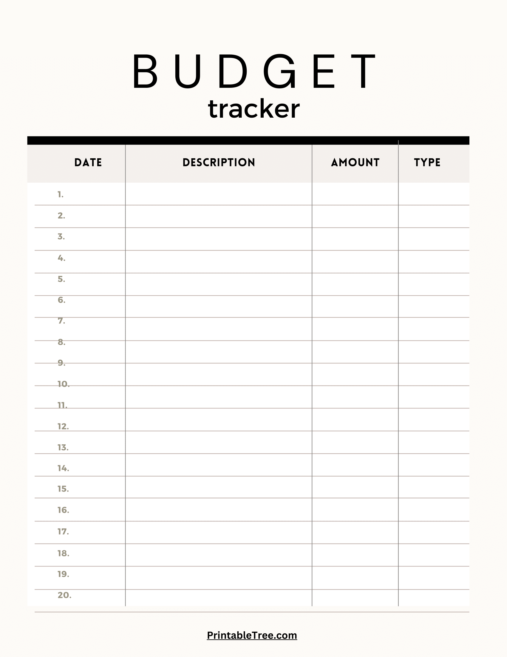 Printable Monthly Budget Template Free