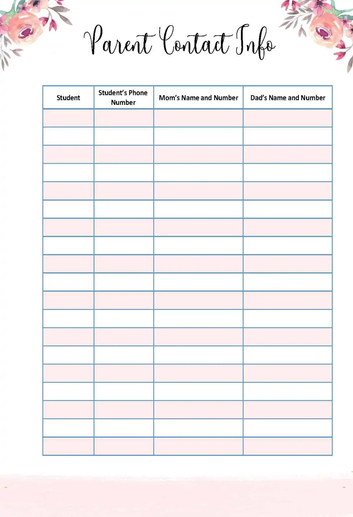 FREE Editable Contact List Template PDF Word Image Excel