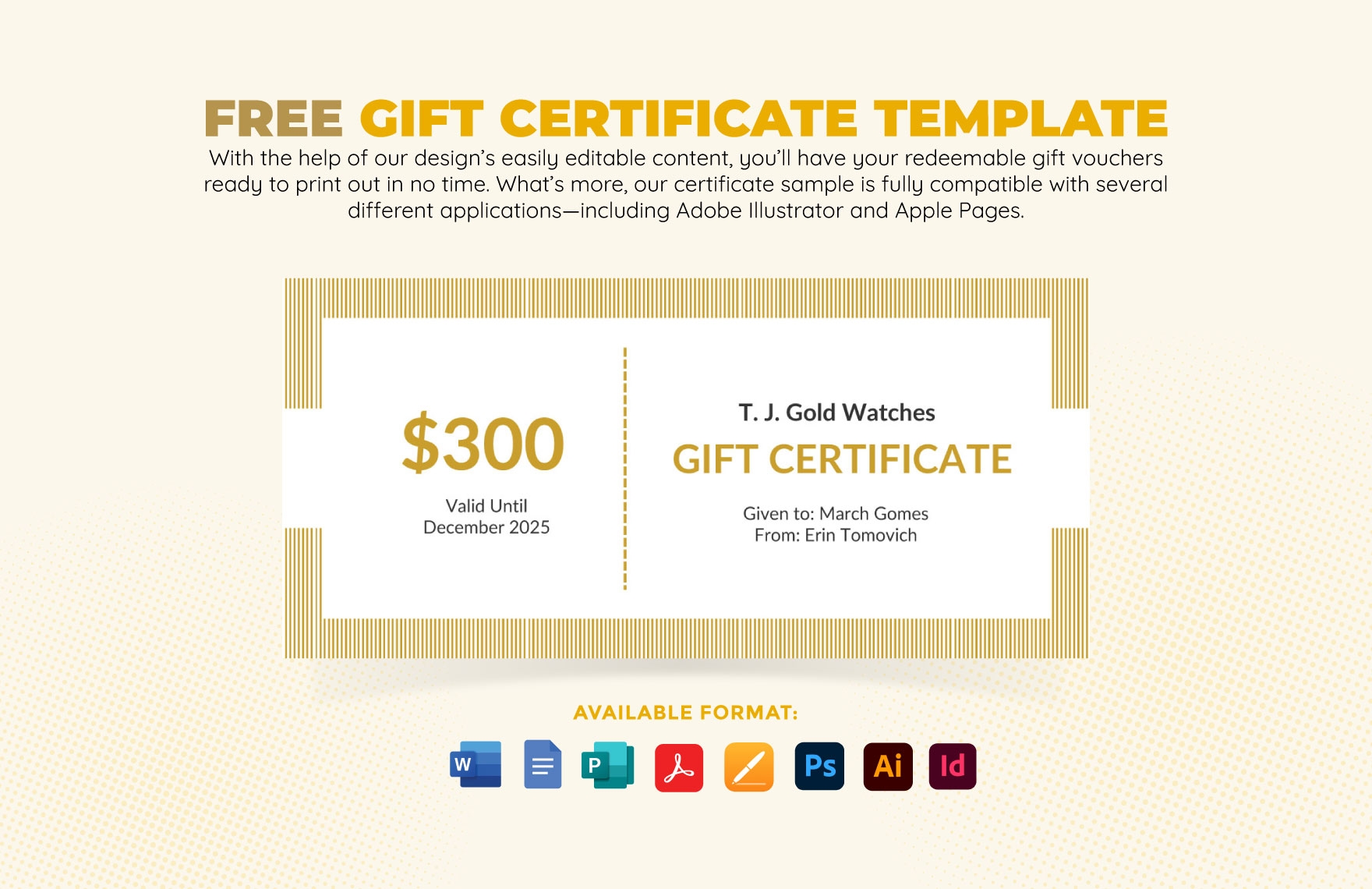 Free Editable Gift Certificate Templates In Apple Pages To Download