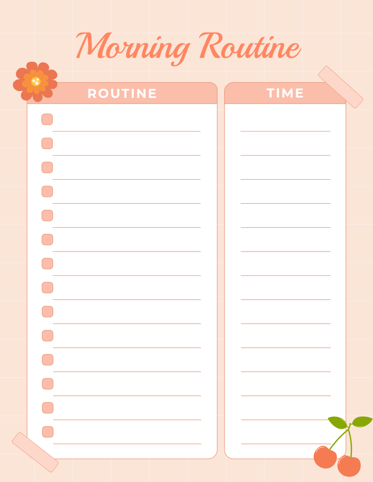 Free Editable Good Morning Routine Template To Edit Online