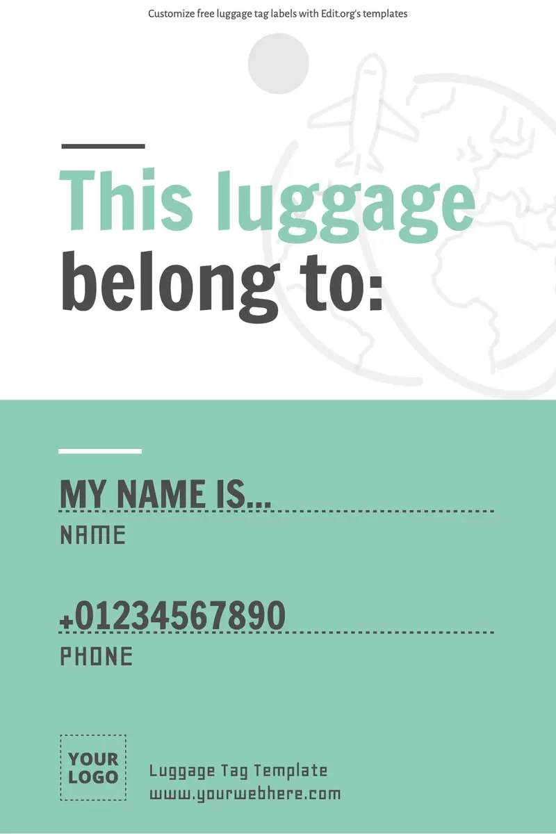 Free Editable Luggage Tag Templates Free Editable Luggage Tag Templates