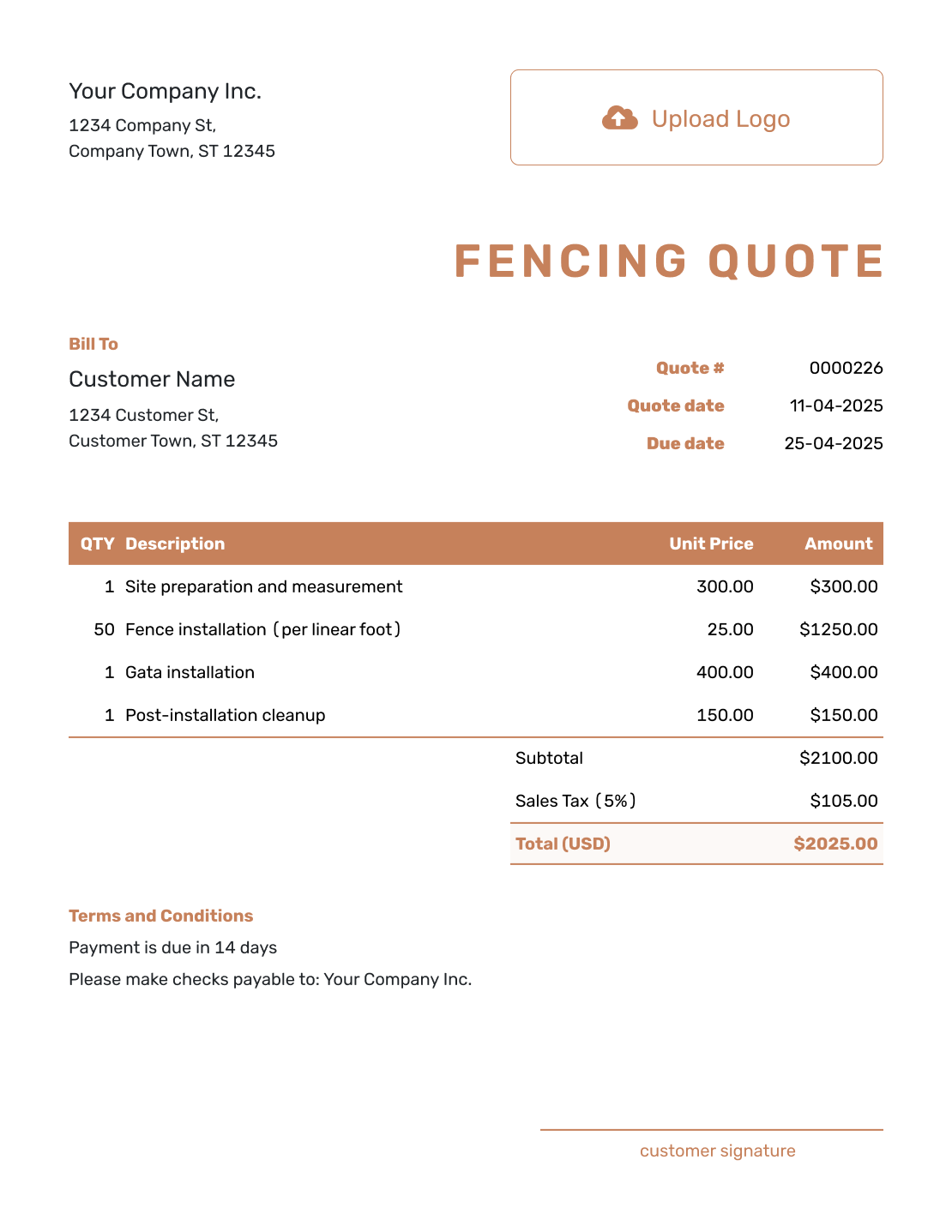 Free Fencing Quote Template Docelf