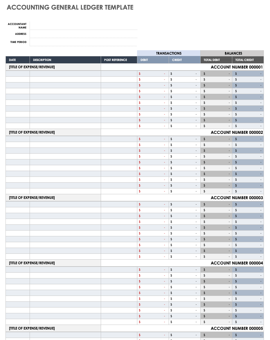 Free General Ledger Templates Smartsheet