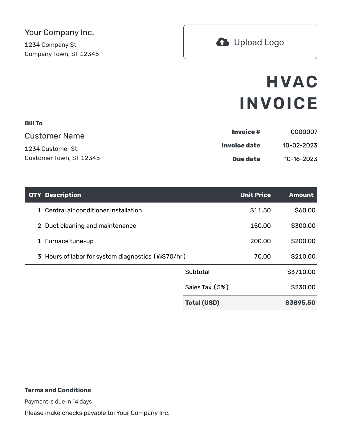 Free Printable Hvac Invoice Template Free Printable Hvac Invoice Template