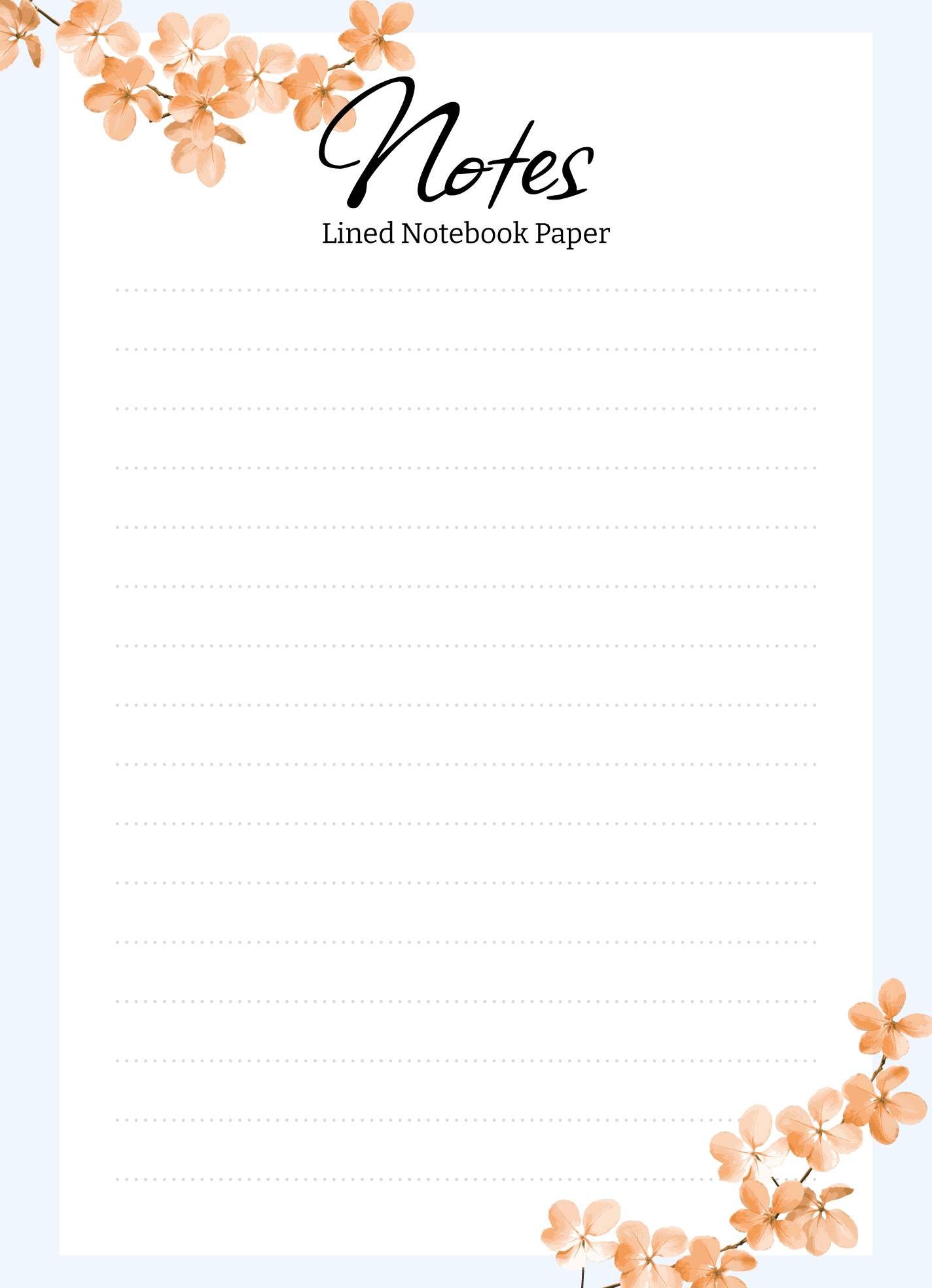 Printable Notebook Paper Template