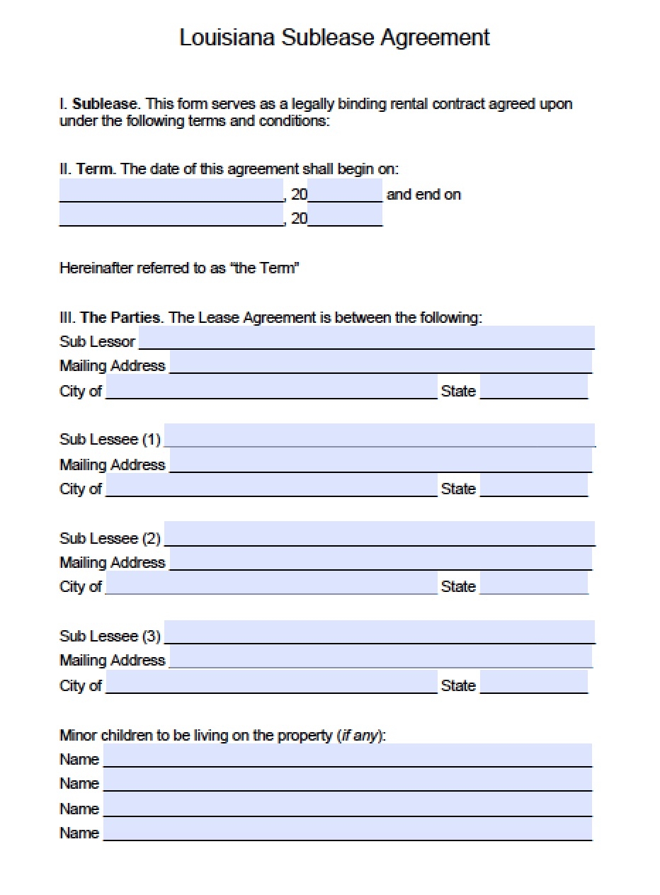 Printable Lease Template