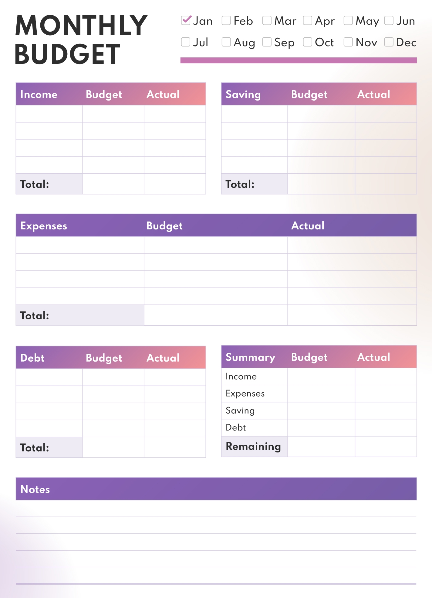 Free Printable Customizable Monthly Budget Template