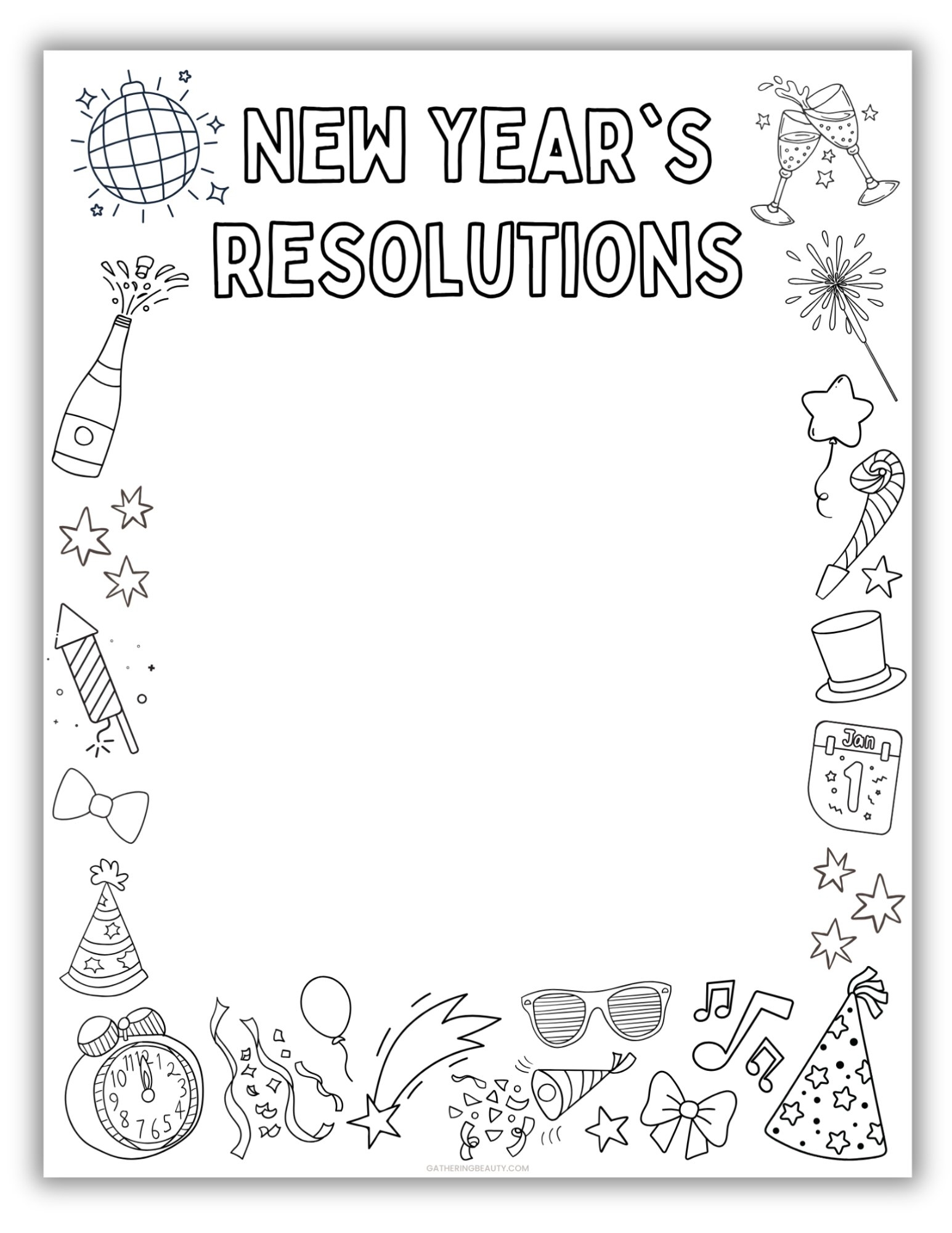 Free New Year s Resolutions Printable To Colour Gathering Beauty