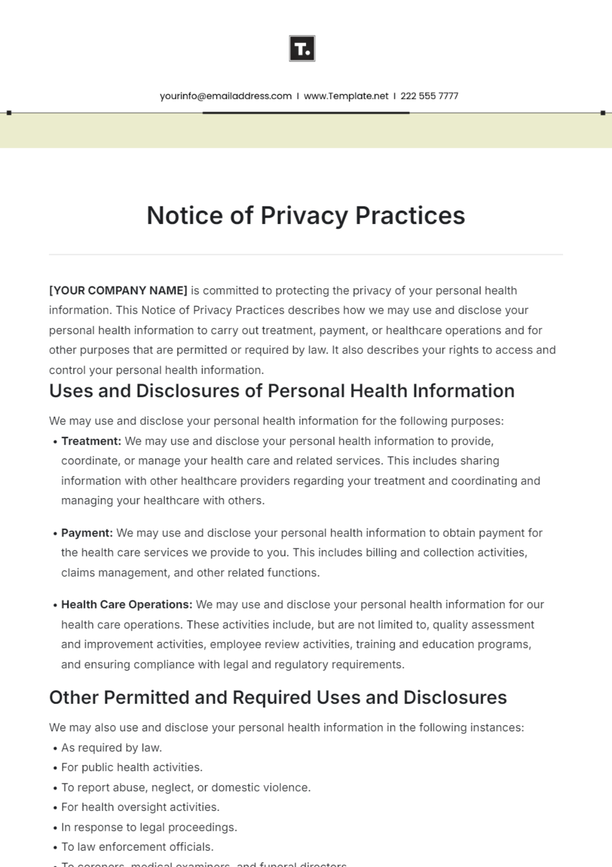 Free Notice Of Privacy Practices Template To Edit Online