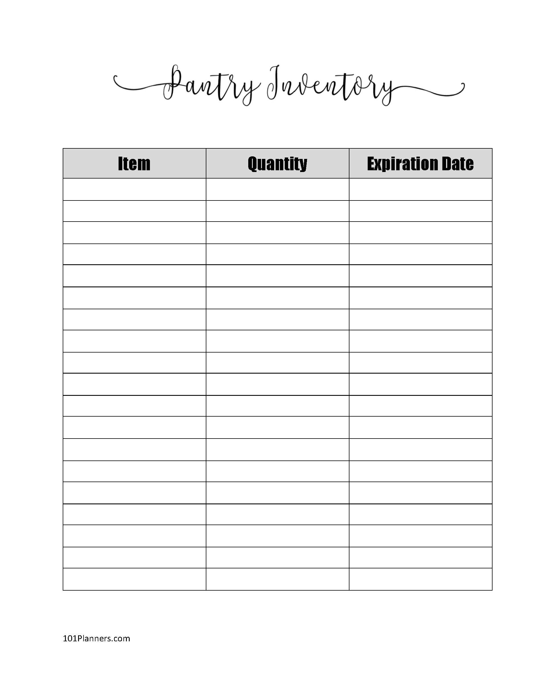Free Online Printable Pantry Inventory List Access Anywhere