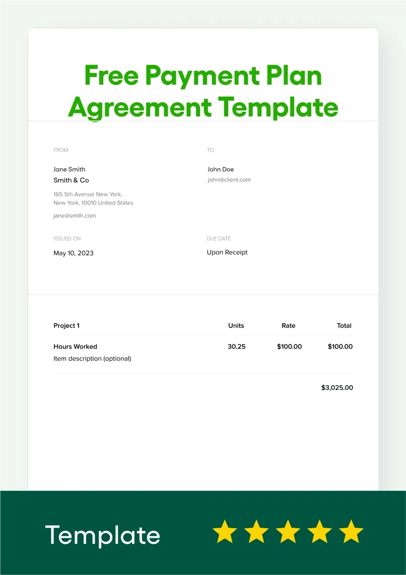 Free Payment Plan Agreement Template FREE 2025 Updated Bonsai