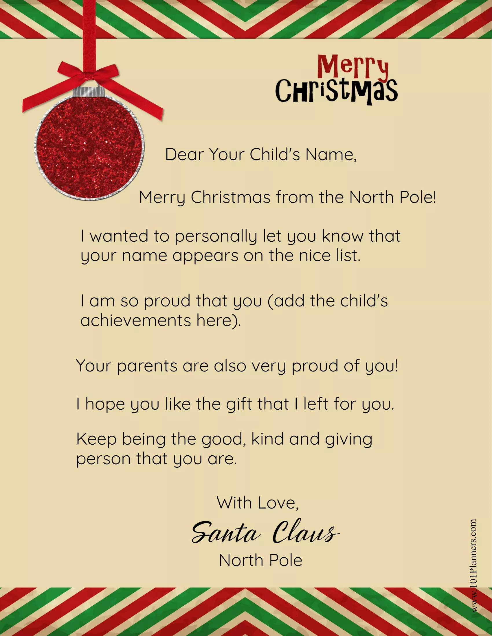 FREE Personalized Printable Letter From Santa To Your Child FREE Personalized Printable Letter From Santa To Your Child